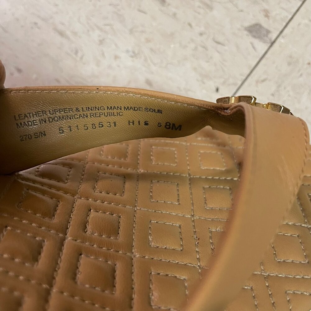 TORY BURCH Beige Nude Quilted Thong Mule Sandals Block Heel *RARE - Picture 4 of 14